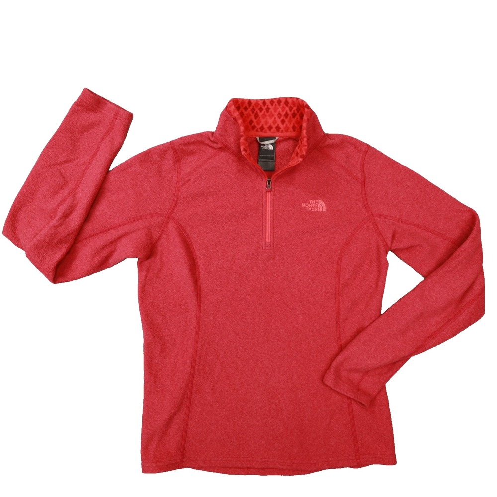 The North Face Light Red Quarter Zip Fleece Pullover Pattern Trim size Small